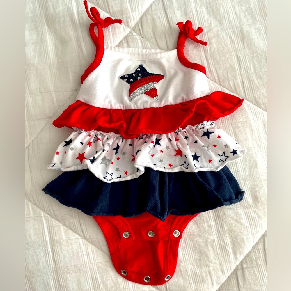 3mo Koala Kids red white blue 4th of July 3 onsie